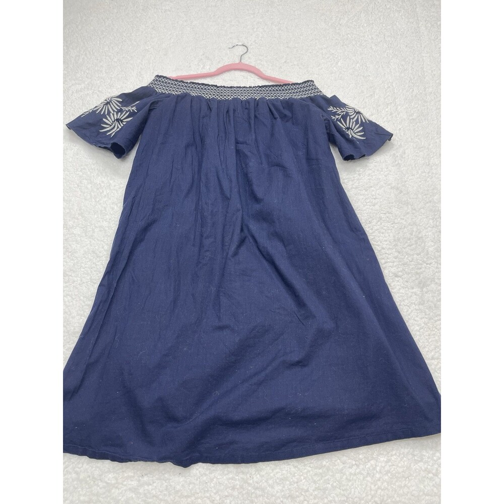 Isabel Maternity Mini Dress Women Blue Off The Shoulder Cotton Comfort Small